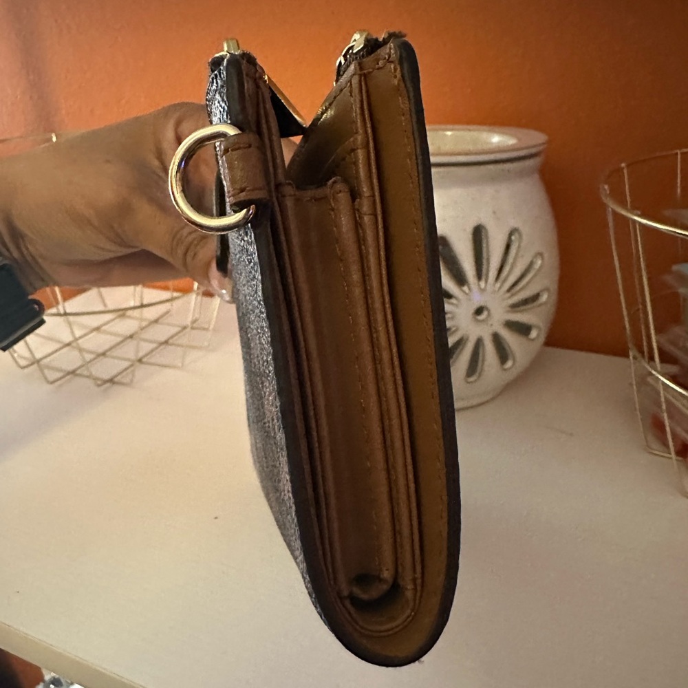 Michael Kors Brown MK Logo Zip Wallet - Picture 8 of 13